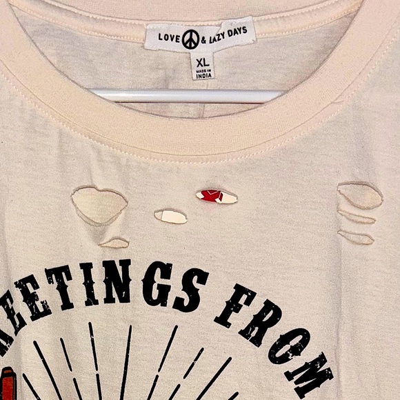 NWT love peace and lazy days cropped top with distressing in apricot antique XL! - Picture 15 of 16